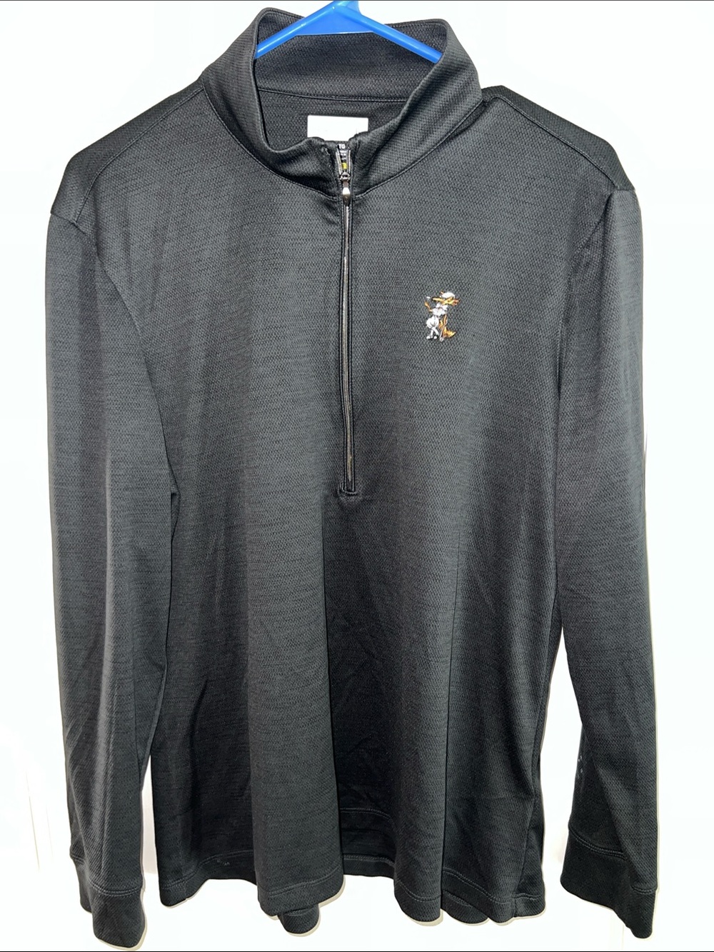 Greg Norman Collection Black Half-Zip Sweater with Embroidered Fox